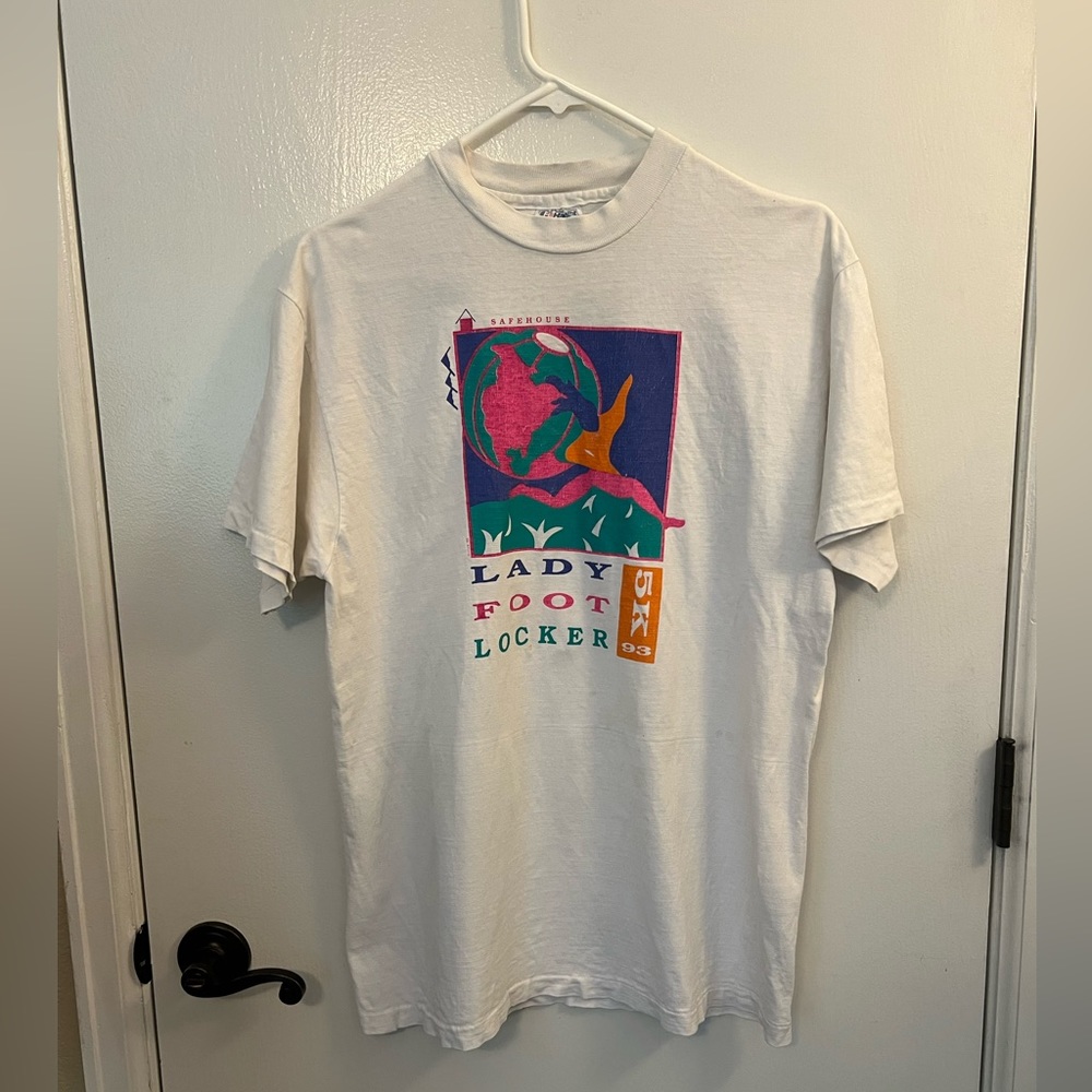 LADY FOOT LOCKET 1993 Vintage 5K Race Short Sleeve T Shirt | large